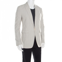 Viktor & Rolf Monsieur Beige Self Striped Seer Sucker Cotton Blazer M
