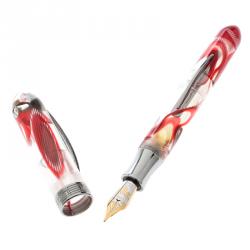 Visconti Red Swirl Resin Millennium Arc One Limited Edition 839 Fountain Pen, with 18 K Two Tone Gold Nib M