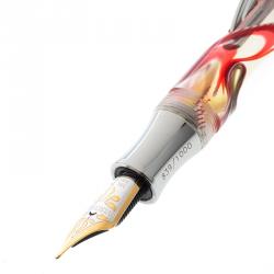 Visconti Red Swirl Resin Millennium Arc One Limited Edition 839 Fountain Pen, with 18 K Two Tone Gold Nib M