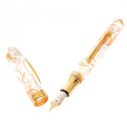 Visconti Amber Swirl Resin Millenium Arc Two Limited Edition 835 Fountain Pen, with 18 K Two Tone Gold Nib M