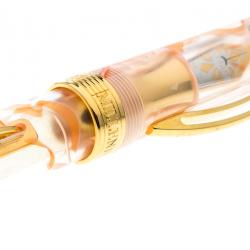 Visconti Amber Swirl Resin Millenium Arc Two Limited Edition 835 Fountain Pen, with 18 K Two Tone Gold Nib M