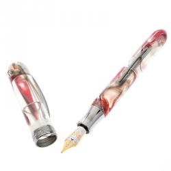 Visconti Red Swirl Resin Millenium Arc One Limited Edition 835 Fountain Pen, with 18 K Two Tone Gold Nib M