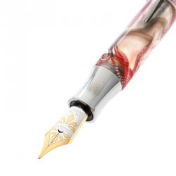 Visconti Red Swirl Resin Millenium Arc One Limited Edition 835 Fountain Pen, with 18 K Two Tone Gold Nib M