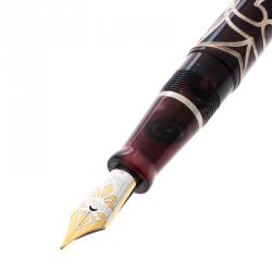Visconti Richelieu Wine Resin Sterling Silver Filigree Limited Edition 057 Fountain Pen, with 18 K Two Tone Gold Nib M