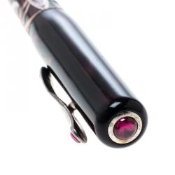 Visconti Richelieu Wine Resin Sterling Silver Filigree Limited Edition 057 Fountain Pen, with 18 K Two Tone Gold Nib M