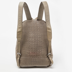 Vivienne Westwood Grey Croc Embossed Leather Backpack