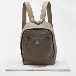 Vivienne Westwood Grey Croc Embossed Leather Backpack