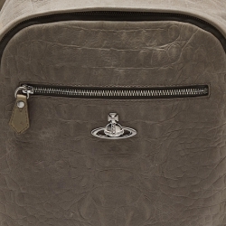 Vivienne Westwood Grey Croc Embossed Leather Backpack