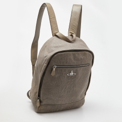 Vivienne Westwood Grey Croc Embossed Leather Backpack