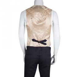 Vivienne Westwood Navy Blue Striped Wool Contrast Back Panel Detail Waistcoat L