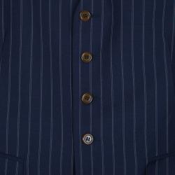 Vivienne Westwood Navy Blue Striped Wool Contrast Back Panel Detail Waistcoat L
