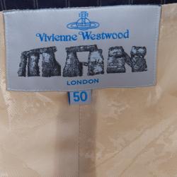 Vivienne Westwood Navy Blue Striped Wool Contrast Back Panel Detail Waistcoat L