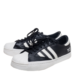 Y-3 White/Black Leather Yohji Star Low-Top Sneakers Size 42 2/3