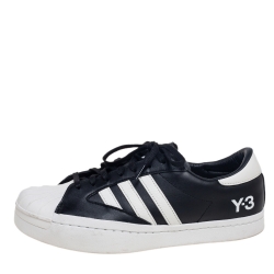 Y-3 White/Black Leather Yohji Star Low-Top Sneakers Size 42 2/3