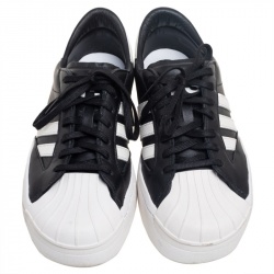 Y-3 White/Black Leather Yohji Star Low-Top Sneakers Size 42 2/3