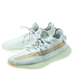 Pre Owned Yeezy x Adidas Light Green Cotton Knit Boost 350 V2 Hyperspace Sneakers Size 40