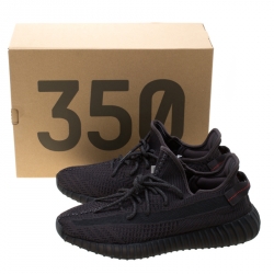Yeezy x Adidas Black Cotton Knit Boost 350 V2 Sneakers Size 44.5
