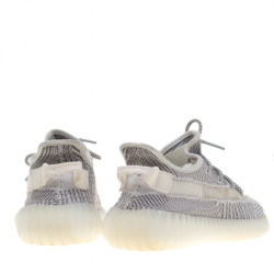 Pre Owned Yeezy x Adidas Grey And White Cotton Knit Boost 350 V2 Static Non-Reflective Sneakers Size 45.5