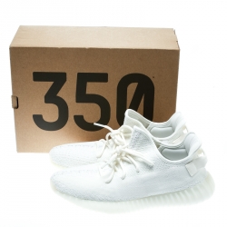 Yeezy x Adidas Cream White Cotton Knit Boost 350 V2 Sneakers Size 42.5