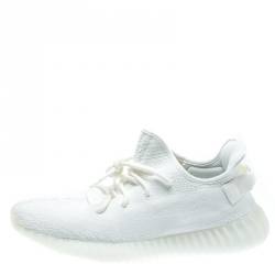Yeezy x Adidas Cream White Cotton Knit Boost 350 V2 Sneakers Size 42.5