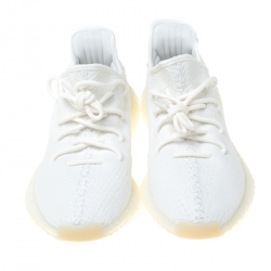 Yeezy x Adidas Cream White Cotton Knit Boost 350 V2 Sneakers Size 41.5
