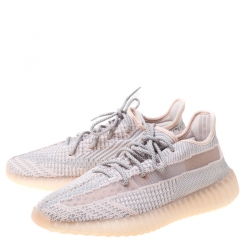 Yeezy x Adidas Light Pink/Grey Cotton Knit Boost 350 V2 Synth Non-Reflective Sneakers Size 45.5
