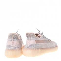 Yeezy x Adidas Light Pink/Grey Cotton Knit Boost 350 V2 Synth Non-Reflective Sneakers Size 44