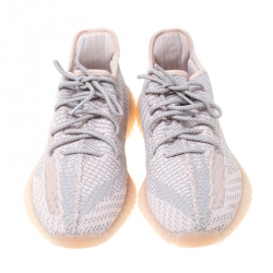 Yeezy x Adidas Light Pink/Grey Cotton Knit Boost 350 V2 Synth Non-Reflective Sneakers Size 44