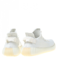 Pre Owned Yeezy x Adidas Cream White Cotton Knit Boost 350 V2 Sneakers Size 42.5