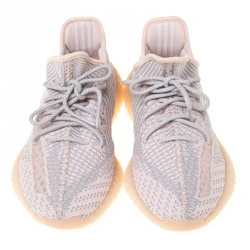 Pre Owned Yeezy x Adidas Light Pink/Grey Cotton Knit Boost 350 V2 Synth Non-Reflective Sneakers Size 42
