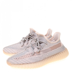 Pre Owned Yeezy x Adidas Light Pink/Grey Cotton Knit Boost 350 V2 Synth Non-Reflective Sneakers Size 42