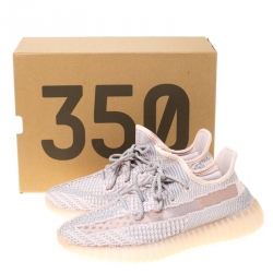 Pre Owned Yeezy x Adidas Light Pink/Grey Cotton Knit Boost 350 V2 Synth Non-Reflective Sneakers Size 42