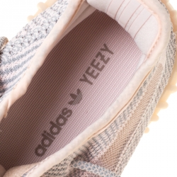 Pre Owned Yeezy x Adidas Light Pink/Grey Cotton Knit Boost 350 V2 Synth Non-Reflective Sneakers Size 42