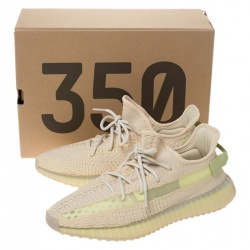 Pre Owned Yeezy Flax Cotton Knit Boost 350 V2 Sneakers Size 43.5