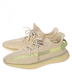 Pre Owned Yeezy Flax Cotton Knit Boost 350 V2 Sneakers Size 43.5