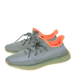 Yeezy x Adidas Grey Knit Fabric Boost 350 V2 Desert Sage Reflective Sneakers Size 44