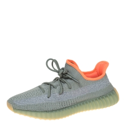 Yeezy x Adidas Grey Knit Fabric Boost 350 V2 Desert Sage Reflective Sneakers Size 44