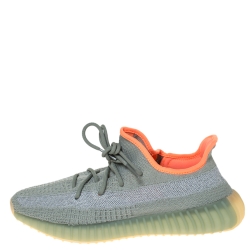 Yeezy x Adidas Grey Knit Fabric Boost 350 V2 Desert Sage Reflective Sneakers Size 44