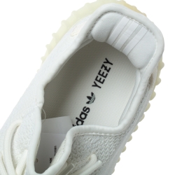 Pre Owned Yeezy x Adidas White Cotton Knit Boost 350 V2 Sneakers Size 48