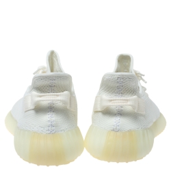 Pre Owned Yeezy x Adidas White Cotton Knit Boost 350 V2 Sneakers Size 48