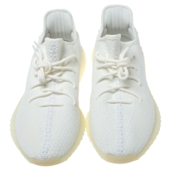 Pre Owned Yeezy x Adidas White Cotton Knit Boost 350 V2 Sneakers Size 48
