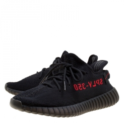 Yeezy x Adidas Black/Red Cotton Knit Boost 350 v2 Sneakers Size 42.5