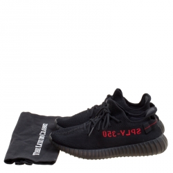 Yeezy x Adidas Black/Red Cotton Knit Boost 350 v2 Sneakers Size 42.5