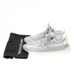 Yeezy x Adidas Grey And White Cotton Knit Boost 350 V2 Static Non-Reflective Sneakers Size 40.5