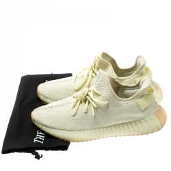 Pre Owned Yeezy x Adidas Butter Cotton Knit Boost 350 V2 Sneakers Size 42.5