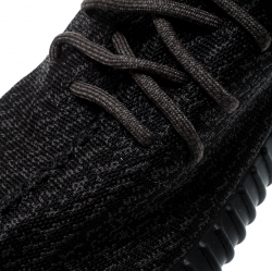 Pre Owned Yeezy x Adidas Pirate Black Cotton Knit Boost 350 Sneakers Size 45.5