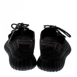 Pre Owned Yeezy x Adidas Pirate Black Cotton Knit Boost 350 Sneakers Size 45.5