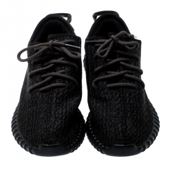 Pre Owned Yeezy x Adidas Pirate Black Cotton Knit Boost 350 Sneakers Size 45.5