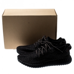 Pre Owned Yeezy x Adidas Pirate Black Cotton Knit Boost 350 Sneakers Size 45.5