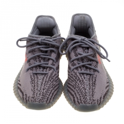 Yeezy x Adidas Grey Knit Fabric Beluga Boost 350 V2 Lace Up Sneakers Size 42